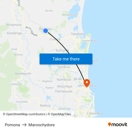 Pomona to Maroochydore map