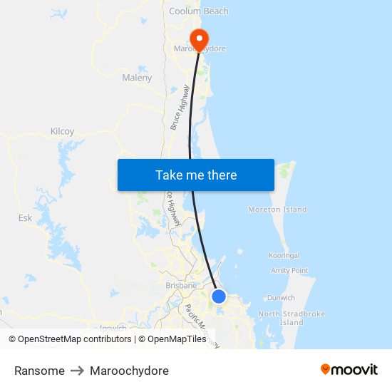 Ransome to Maroochydore map