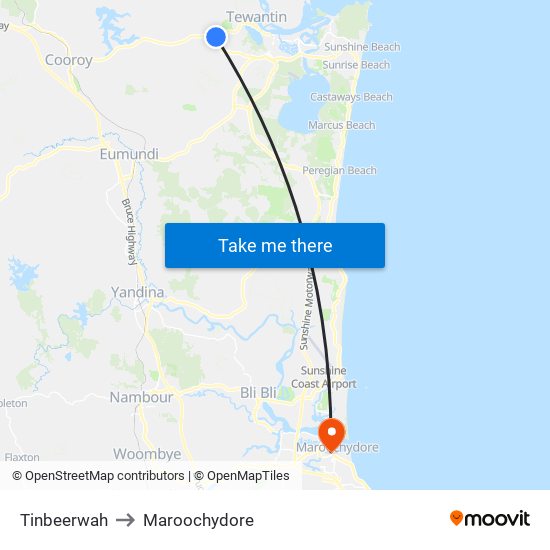 Tinbeerwah to Maroochydore map