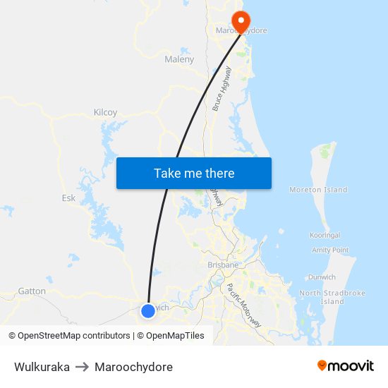 Wulkuraka to Maroochydore map