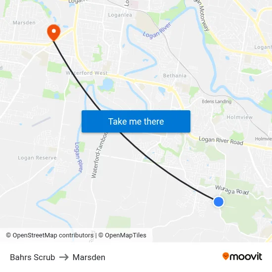 Bahrs Scrub to Marsden map