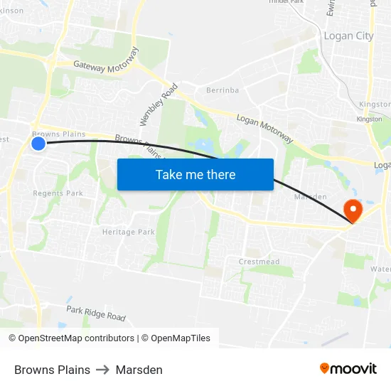 Browns Plains to Marsden map