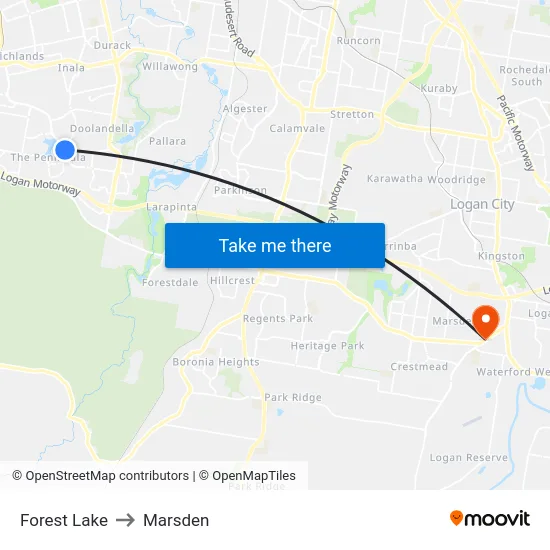 Forest Lake to Marsden map