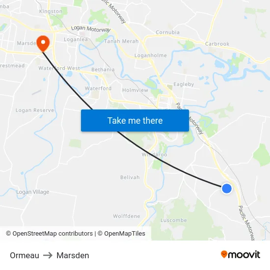 Ormeau to Marsden map