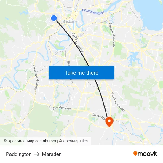 Paddington to Marsden map