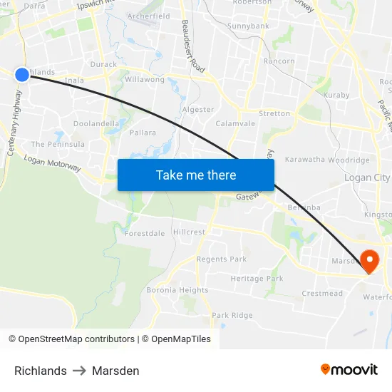 Richlands to Marsden map
