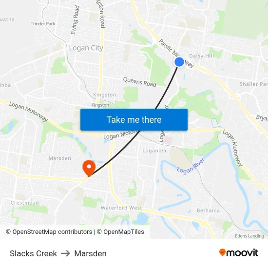 Slacks Creek to Marsden map