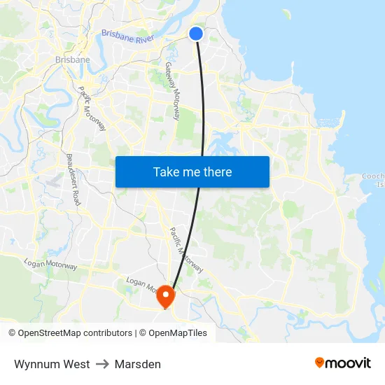 Wynnum West to Marsden map