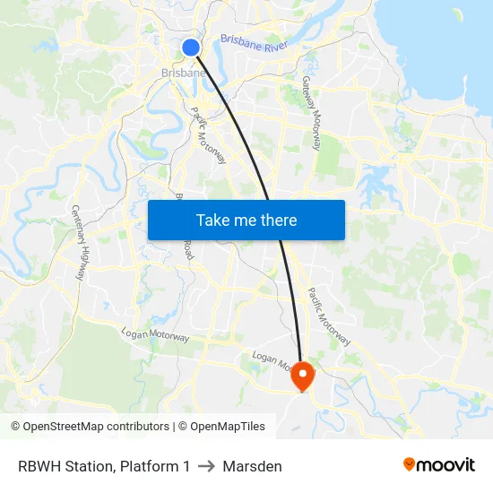 RBWH Station, Platform 1 to Marsden map