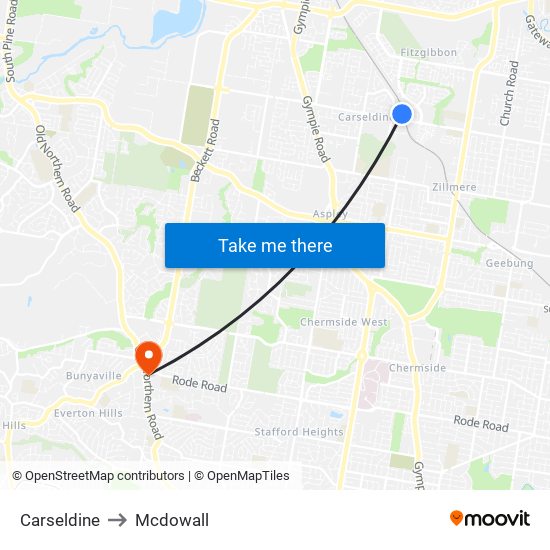 Carseldine to Mcdowall map