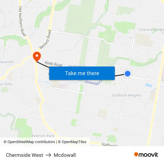 Chermside West to Mcdowall map