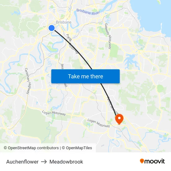 Auchenflower to Meadowbrook map