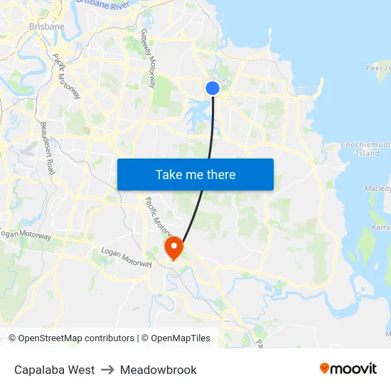 Capalaba West to Meadowbrook map