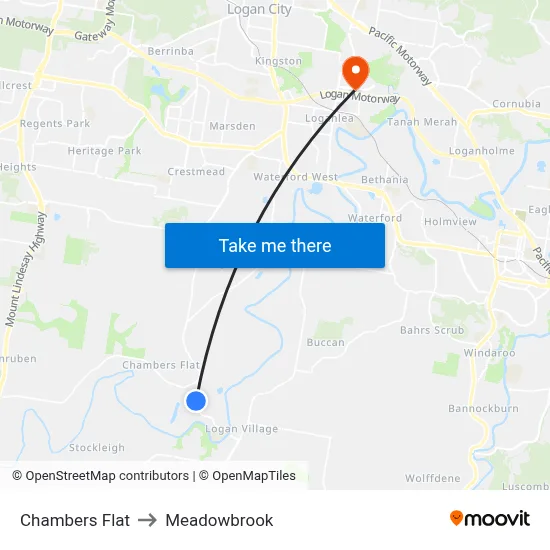 Chambers Flat to Meadowbrook map