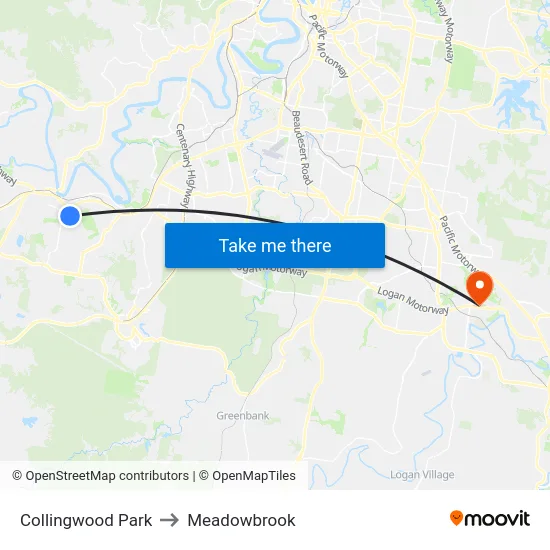 Collingwood Park to Meadowbrook map