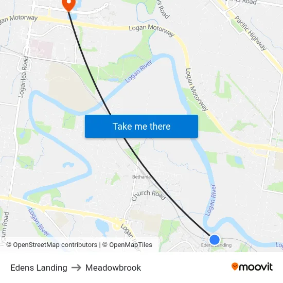 Edens Landing to Meadowbrook map