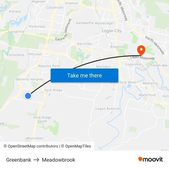 Greenbank to Meadowbrook map