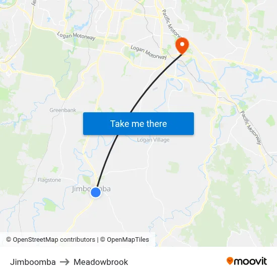 Jimboomba to Meadowbrook map