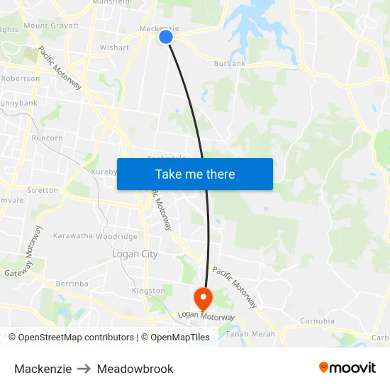Mackenzie to Meadowbrook map