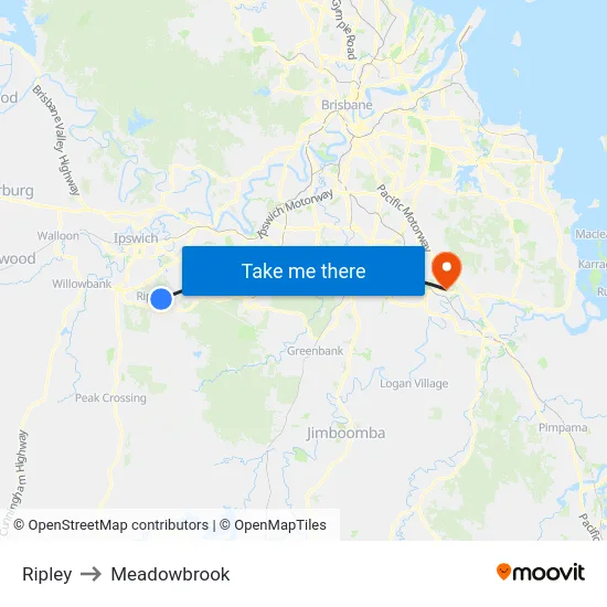 Ripley to Meadowbrook map