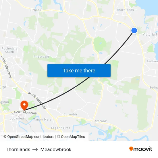 Thornlands to Meadowbrook map