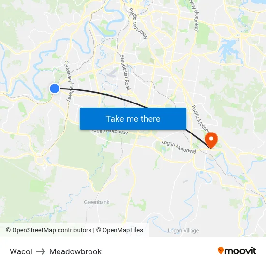 Wacol to Meadowbrook map