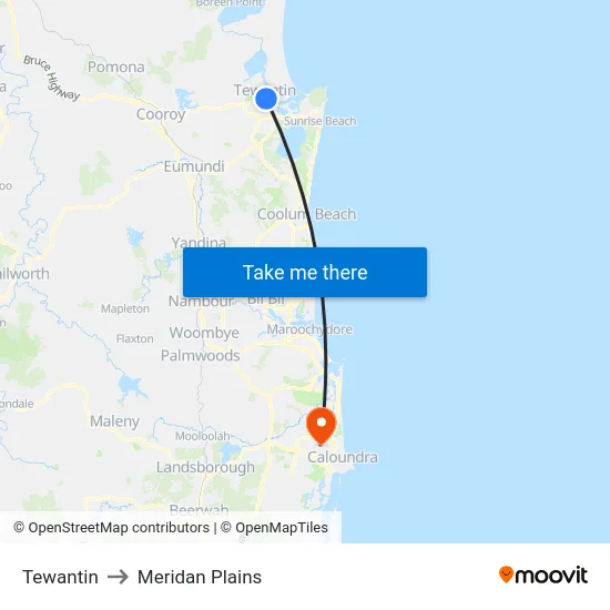 Tewantin to Meridan Plains map