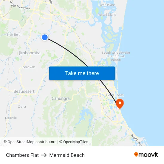 Chambers Flat to Mermaid Beach map