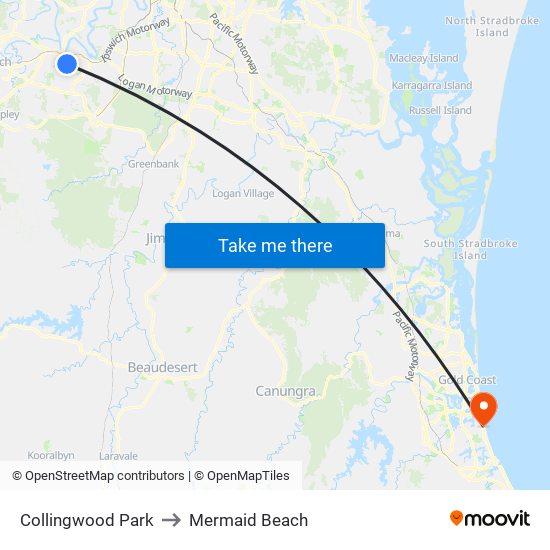 Collingwood Park to Mermaid Beach map