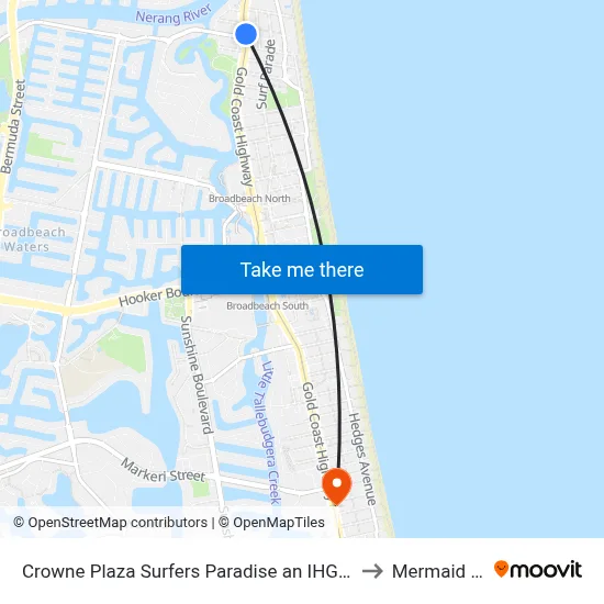 Crowne Plaza Surfers Paradise an IHG Hotel Gold Coast to Mermaid Beach map