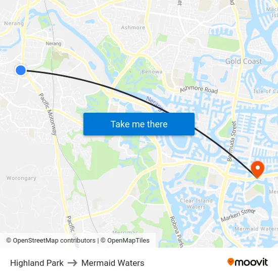 Highland Park to Mermaid Waters map