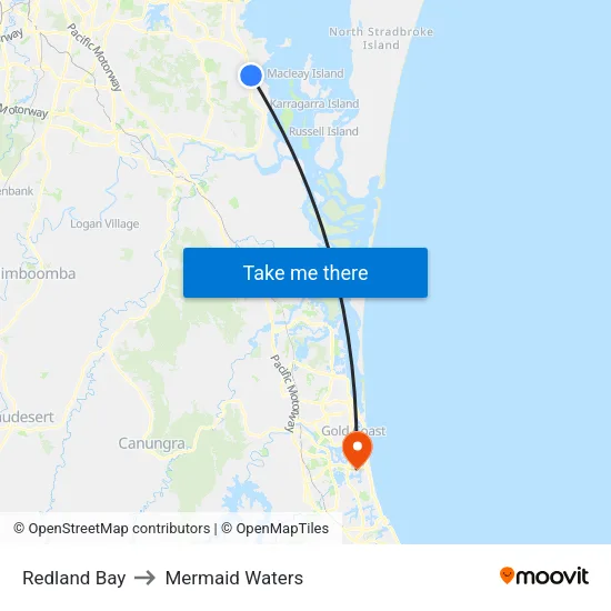 Redland Bay to Mermaid Waters map