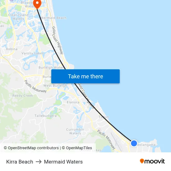 Kirra Beach to Mermaid Waters map