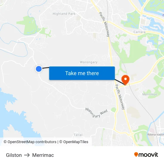 Gilston to Merrimac map