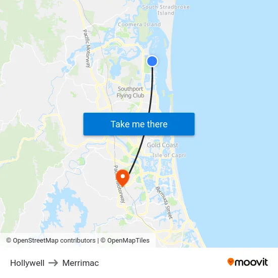 Hollywell to Merrimac map