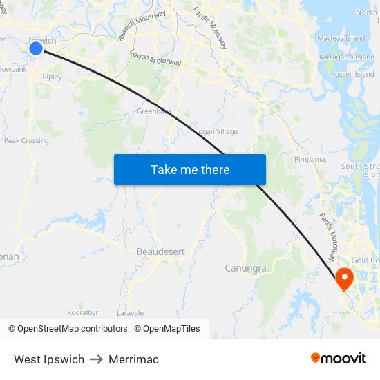 West Ipswich to Merrimac map