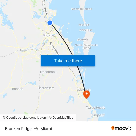 Bracken Ridge to Miami map