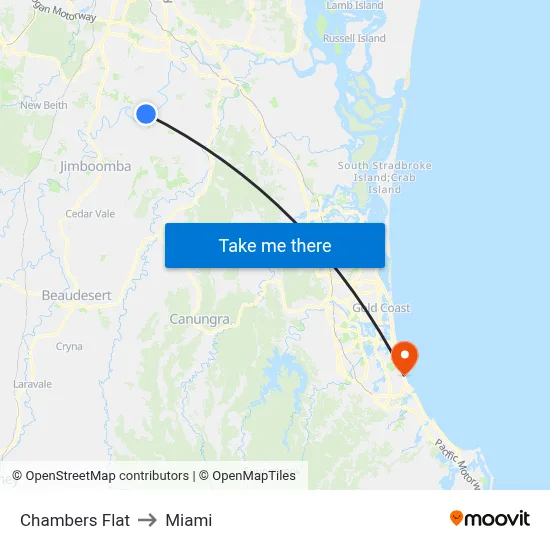 Chambers Flat to Miami map