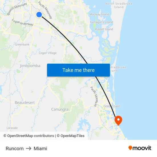 Runcorn to Miami map