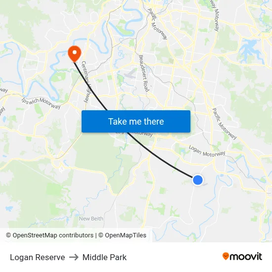 Logan Reserve to Middle Park map