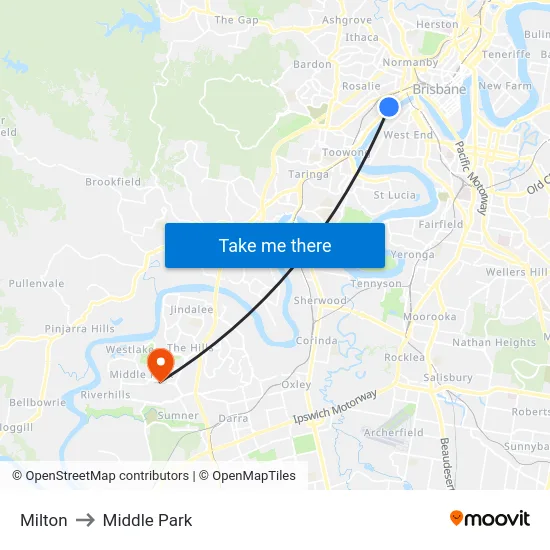 Milton to Middle Park map