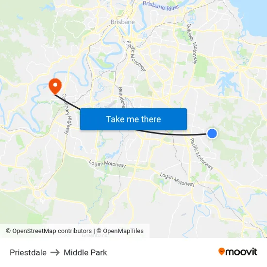 Priestdale to Middle Park map