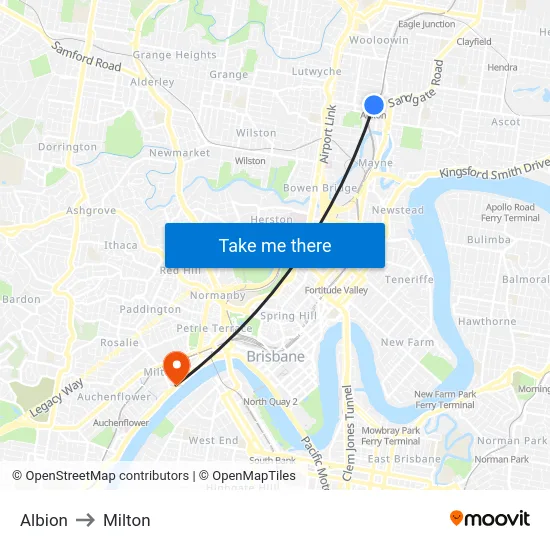 Albion to Milton map