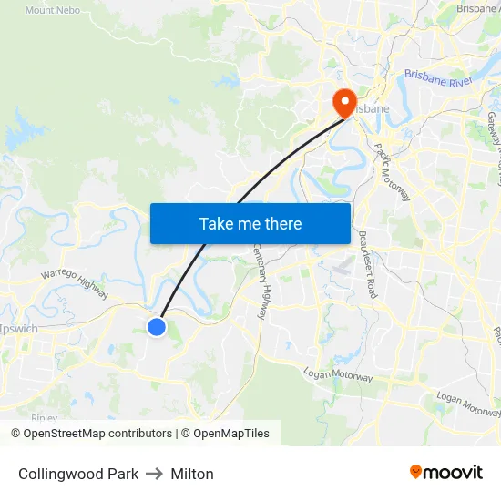 Collingwood Park to Milton map
