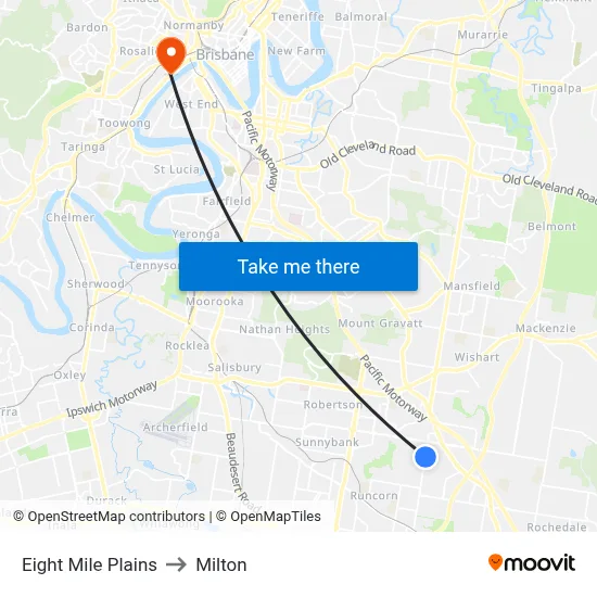 Eight Mile Plains to Milton map