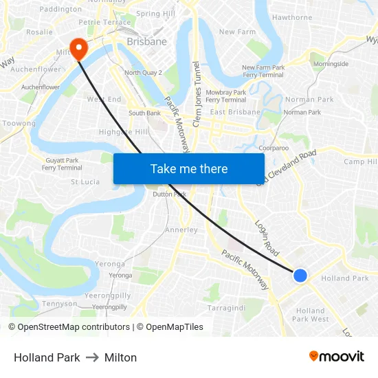Holland Park to Milton map