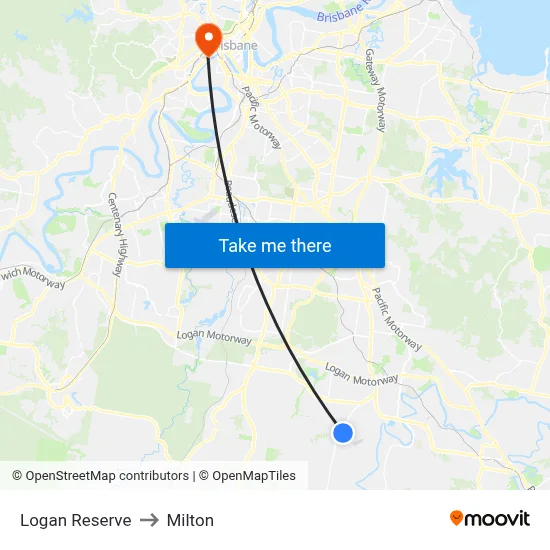 Logan Reserve to Milton map