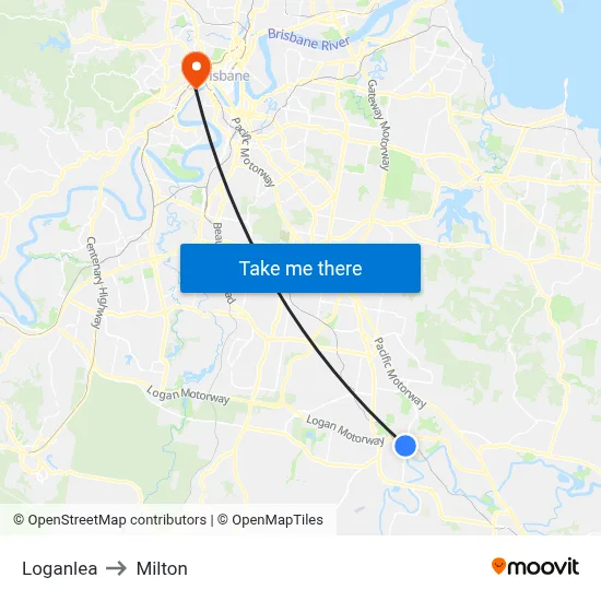Loganlea to Milton map
