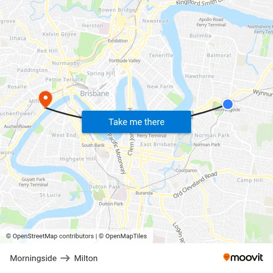 Morningside to Milton map