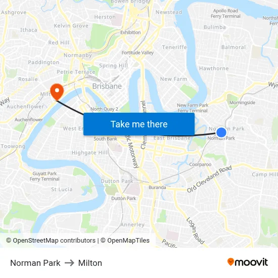 Norman Park to Milton map